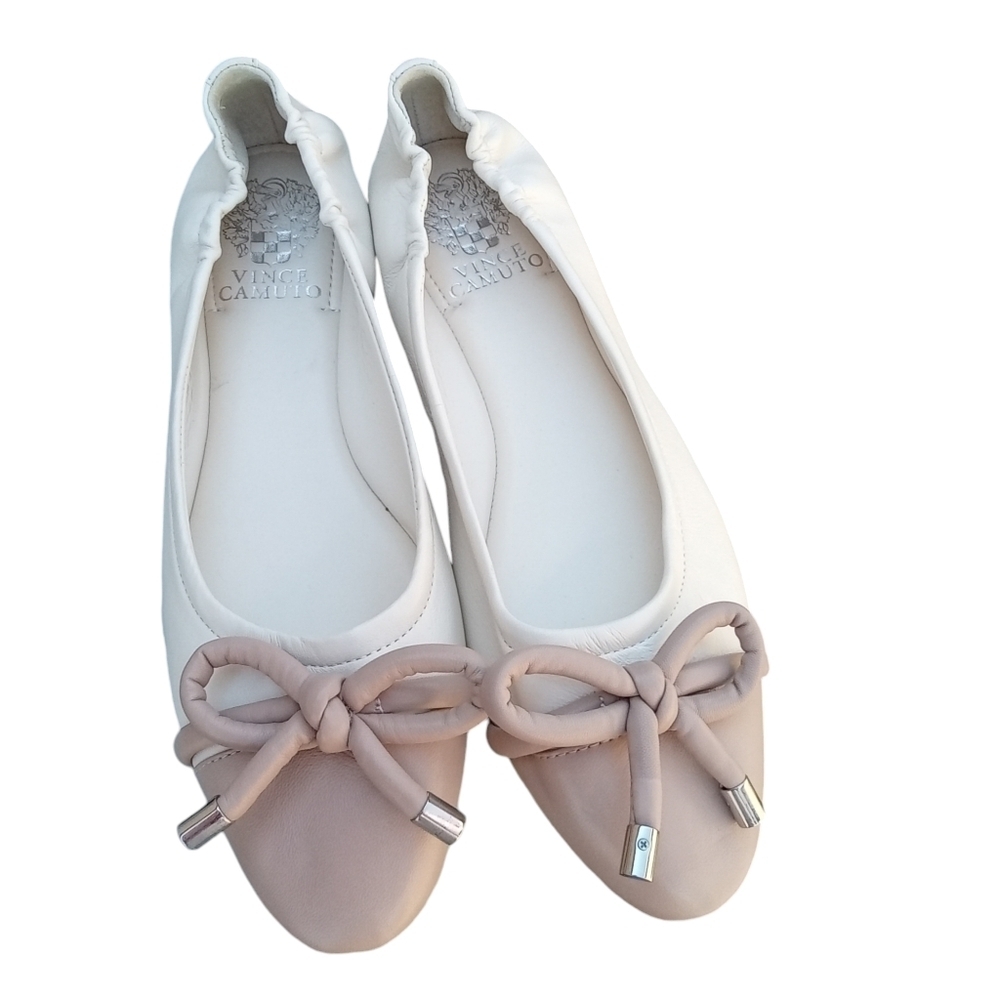 Vince Camuto Maysa Leather Bow Ballet Flats Women Size 8